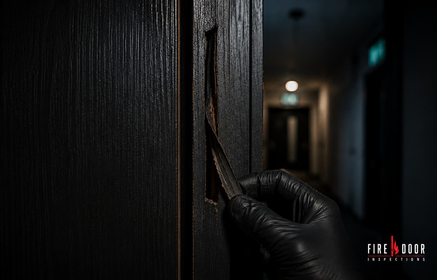 Damaged or missing fire door seal recorded during inspection