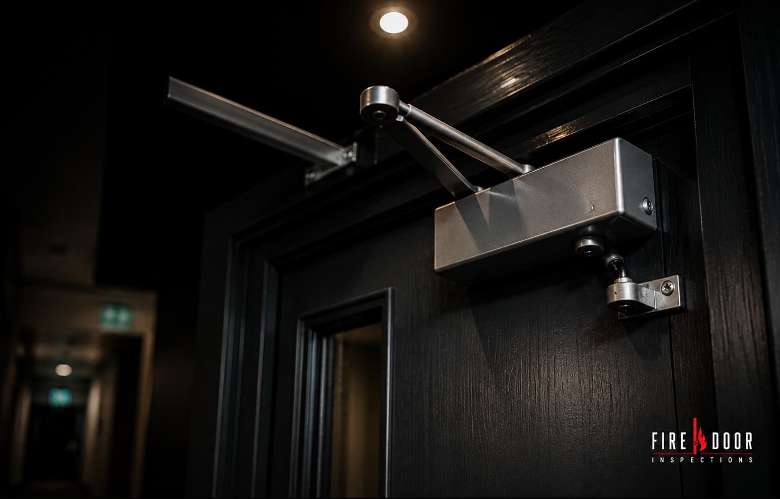 Faulty fire door self-closing device recorded during inspection